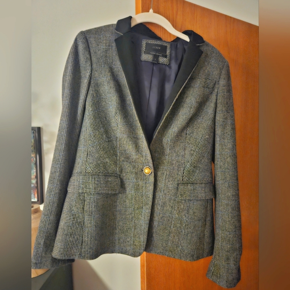 J Crew Regent Blazer Gray Plaid 6